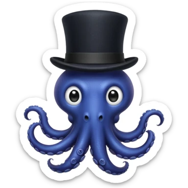 Henry the Octopus from the Wiggles with black hat and bow tie, indigo skin sticker