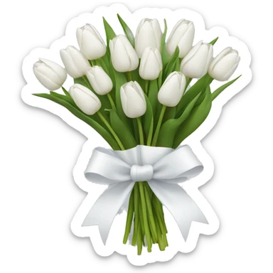 Bouquet of white tulips with a white bow  sticker