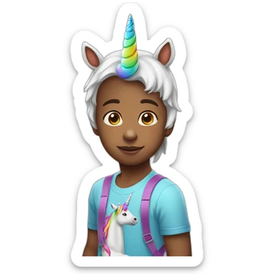 kid wearing unicorn hat sticker
