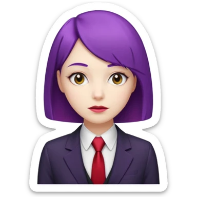 Office Lady with Purple Bob, black suit sticker