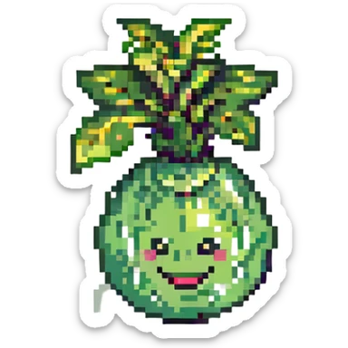 laughing radish, green and white, simple and clean sticker