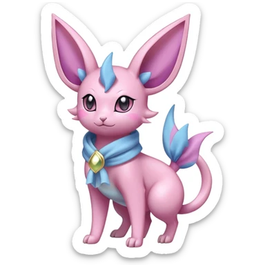 Shiny Cool Sparkly Cute Espeon-Sylveon-Nidorino-Fakemon-hybrid-fusion with a scarf full body sticker