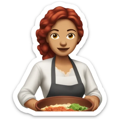 Dark Red Hair Mexican woman cooking birria sticker