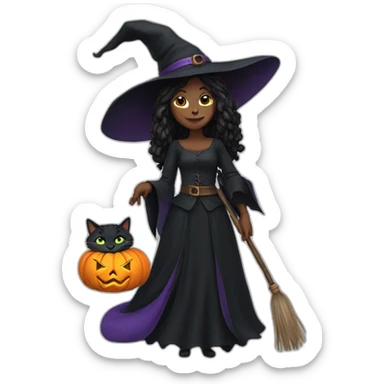 witch with cat sticker