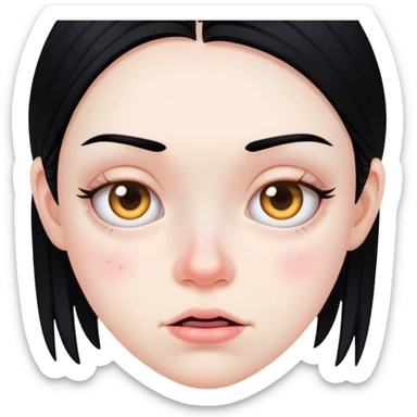 ugly girl with black hair and pimples sticker