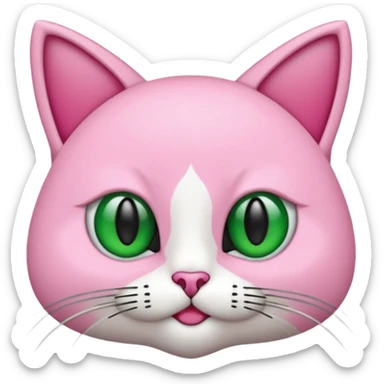 Bir siyah renkli kedi gözleri yeşil ve oturuyor boynunda pembe tasma var sticker