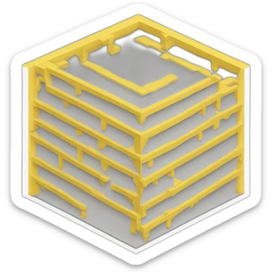 isometric square floor layout yellow lines border perimeter sticker