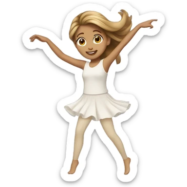 Girl dancing with brown hair with blond highlights  sticker