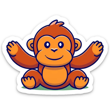 happy orangutan in jungle sticker