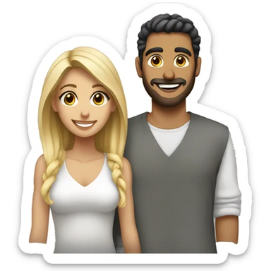 middle eastern guy with blonde girlfriend smiling  sticker