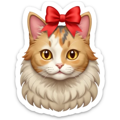 Dilute calico cat with ribbon sticker
