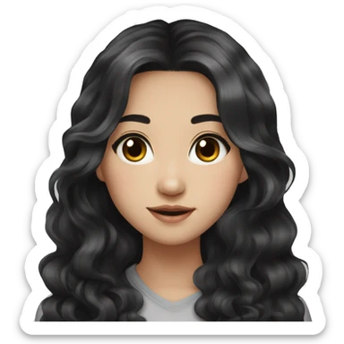 Beautiful girl,Black hair,wavy hair，long hair,Black eyes,Chinese sticker