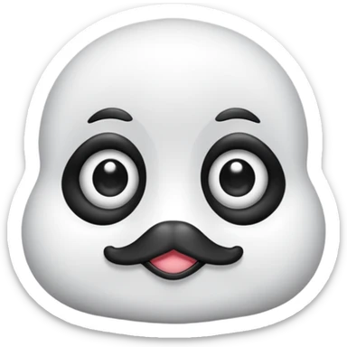 Crea una cría de foca arpa (conocida como whitecoat) descansando sobre el hielo.Es prácticamente una esfera perfecta de pelaje blanco y esponjoso.Tiene ojos oscuros, una nariz negra pequeña y bigotes largos que resaltan sobre su cara clara sticker