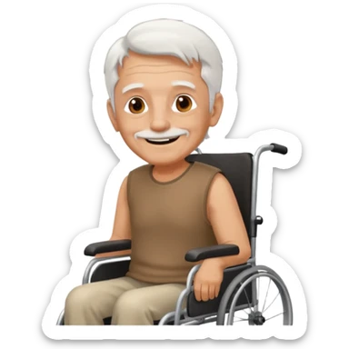 Old man with wheelchair happy sticker