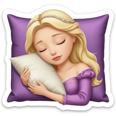 sleeping beauty blonde white girl with a silk pillow sticker