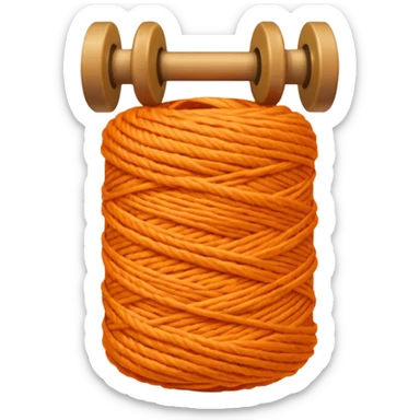 orange yarn on a bobbin sticker