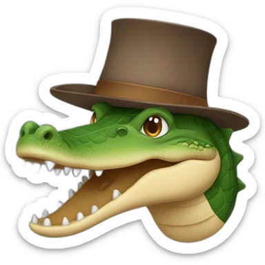 a crocodile with a brown hat sticker