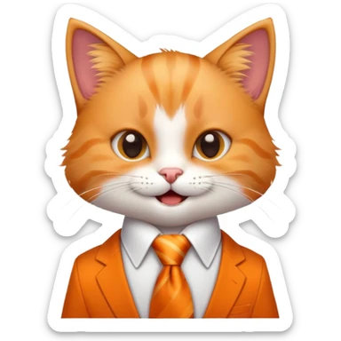 happy boy cat wearing a professional necktie, cheerful expression sticker
