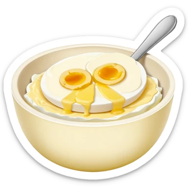 timun batang + telur rebus hancur + mayonis dalam mangkuk sticker