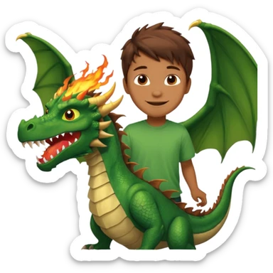 Full sized Dragon with wings and flying, fire from mouth replace girl from boy sticker