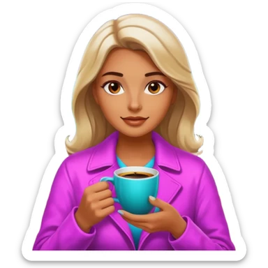 Woman with coffee , coffe shop with  neon glow, Midnight Wander. negative transparency . sticker