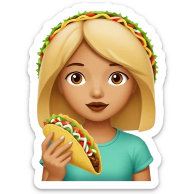 girl eating a taco sticker