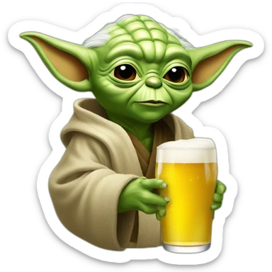 Yoda drink a beer sticker