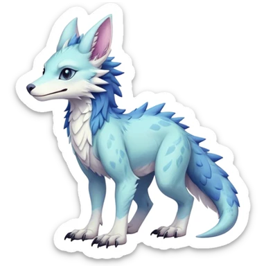 Feral Rare Fantasy cute pastel Vernid-Sergal-animal-creature-hybrid by LiLaiRa, markings, tufted ears, full body sticker