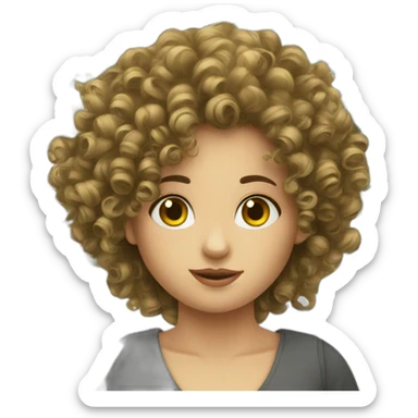Curly European Girl and money sticker