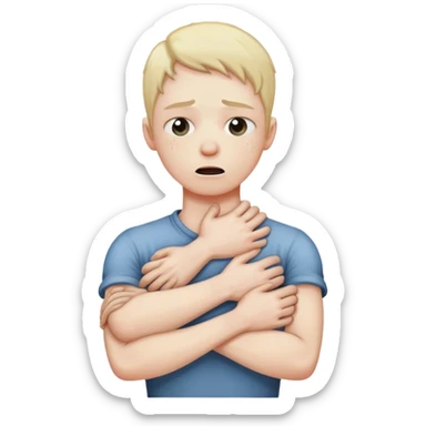 arms crossed over holding neck choking themself sticker