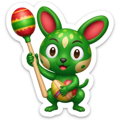 Korogu playing a maraca, no text sticker