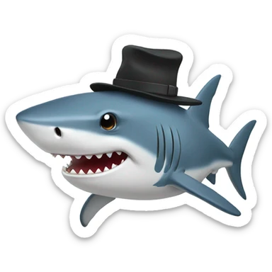 Shark with hat sticker