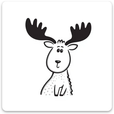 Hand drawn doodle style moose sticker