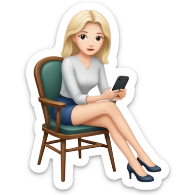 white woman sitting down on a chair sticker