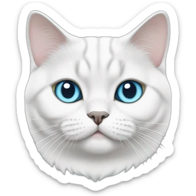 fat white british shorthair cat with iceblue eyes sticker