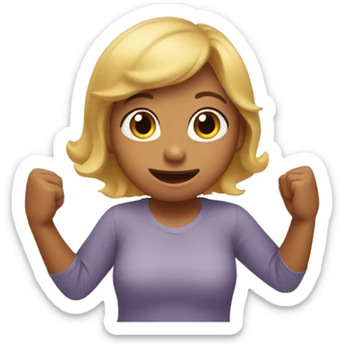 person with arms raised grabbing for mommy sticker