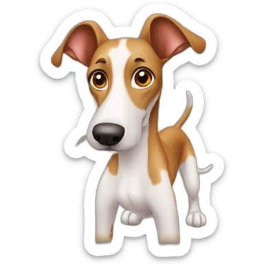 Eki es un perro mestizo completamente marron claro mezcla de galgo y pastor con orejas en punta Garcia arriba y grandes sticker