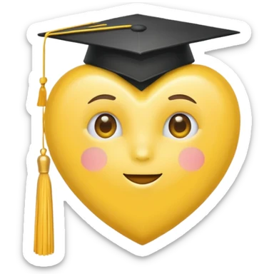 yellow heart with a graduation cap sticker