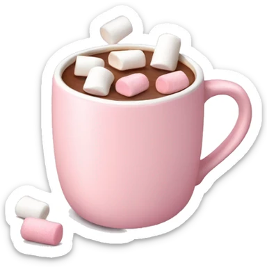 Light Pink mug of hot chocolate with marshmallows  sticker