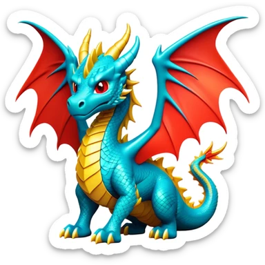 Clash of Clans aesthetic: Cinematic fierce Dragon Emoji, rendered in a 3D vector-style similar to standard emojis with minimal shading and bold, simplified shapes. A compact, isometric dragon with majestic wings and intricately scaled details, softly glowing with a legendary, mythical charm. Simplified yet unmistakably iconic, highly detailed and consistent, glowing with a soft radiant brilliance and high shine. Stylized with a touch of fantastical might and a soft glowing outline, capturing the essence of a mighty dragon with a friendly, playful demeanor! sticker