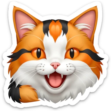 sleepy calico cat yawning sticker