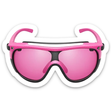 pink sporty sunglasses with carbon fiber thick frame, shield visor design sticker