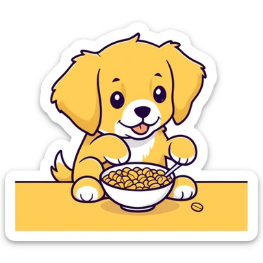 Golden retriever eating cereal sticker