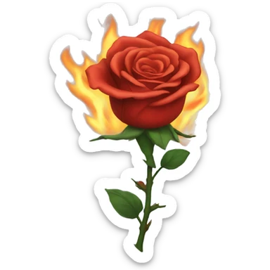 burning rose sticker