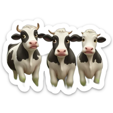 Three cute cows on the field sticker