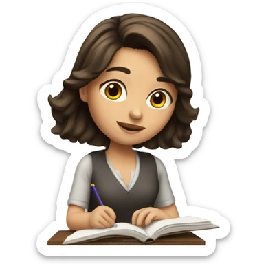 Pretty brunette girl studying sticker