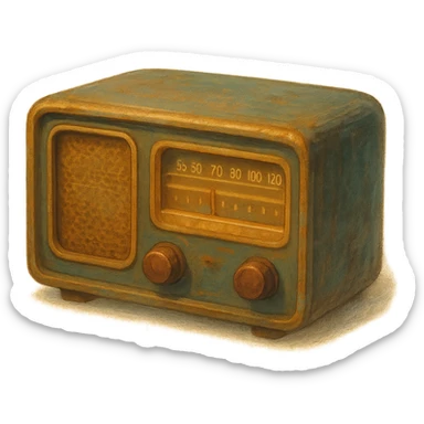 vintage radio, soft painterly look, magical and retro atmosphere, no background sticker