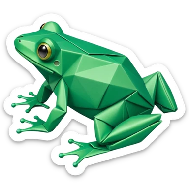 green origami frog  sticker