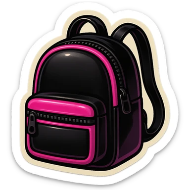 BLACKPINK-inspired gothic backpack, no hearts, playful and stylish, black and pink colors sticker
