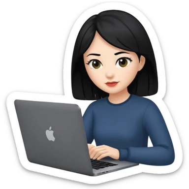 macbook black long hair beauty  sticker